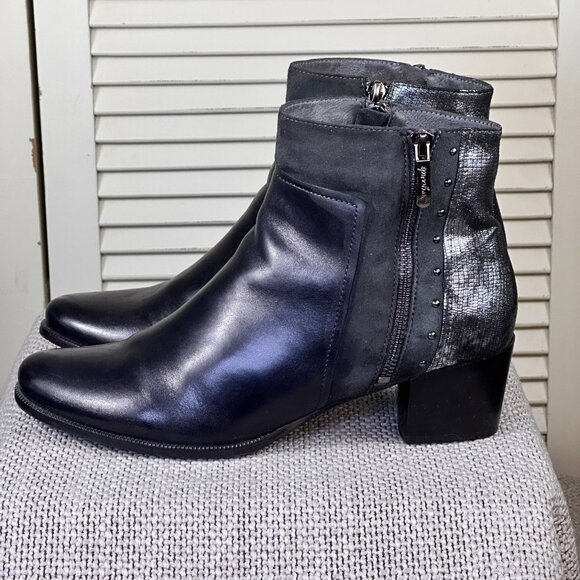 Nordstrom Regarde Le Ciel Isabel 65 Black Metal Leather Ankle Boot 41 US 10-10.5 - Picture 3 of 10